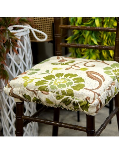 Cojín para asiento flores verdes