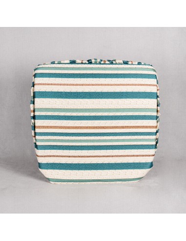 Turquoise striped seat cushion