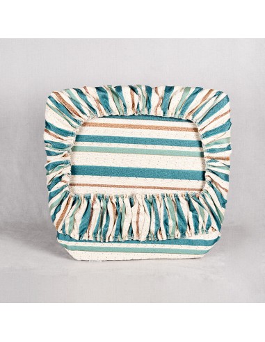 Turquoise striped seat cushion